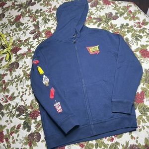 Vans Diner Zip up hoodie Front, back & sleeve graphic heavyweight Navy Size L